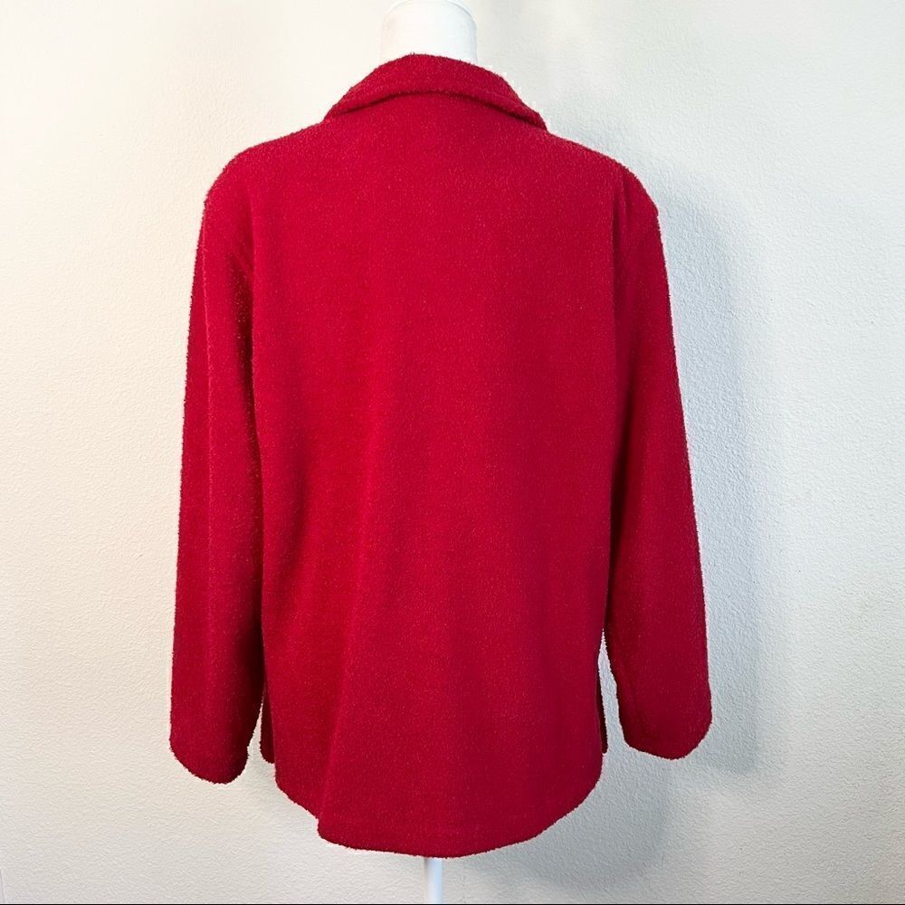 Sandro Sport Red Soft Textured Button Front Sweater Women's Large Pockets - Picture 5 of 7